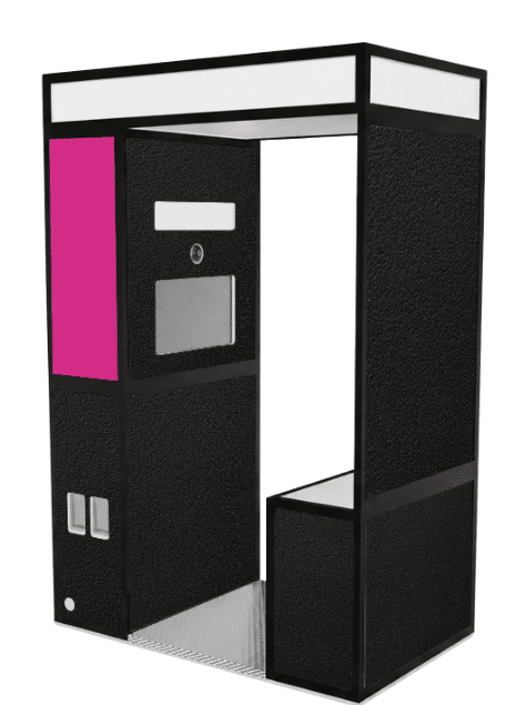 Luxe Booth enclosed photo booth with one custom branded exterior panel