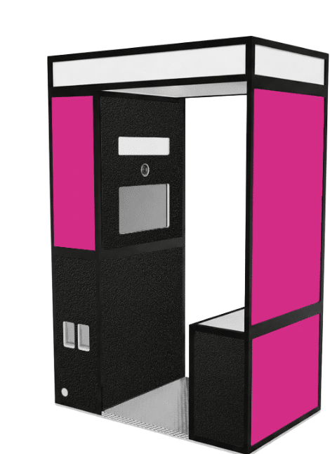 Luxe Booth enclosed photo booth with three custom branded exterior panels
