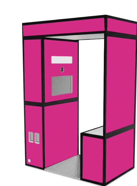 Fully branded Luxe Booth enclosed photo booth with custom exterior graphics